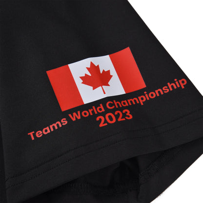 Sleeve detail of the Pagulayan Women’s Team Canada billiards jersey with the 2023 Teams World Championship print.