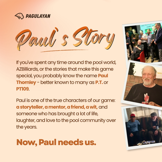 Paul Thornley's story highlighting his impact on the billiards community and the fundraiser supporting his recovery.