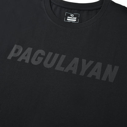 Close-up of the striped Pagulayan chest logo on the black Stripe Pagulayan Logo Shirt.