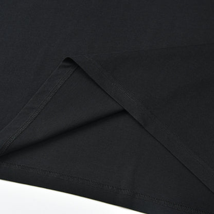 Close-up of the inner hem and stitching on the black Stripe Pagulayan Logo Shirt.