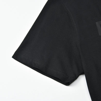 Close-up of the short sleeve and hem stitching on the black Stripe Pagulayan Logo Shirt.